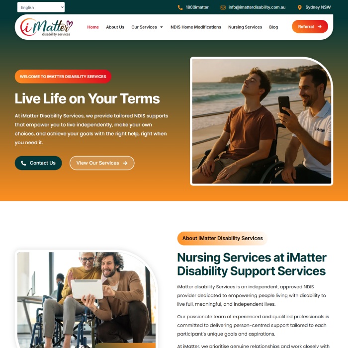 NDIS Website Design - iMatter Disability Services