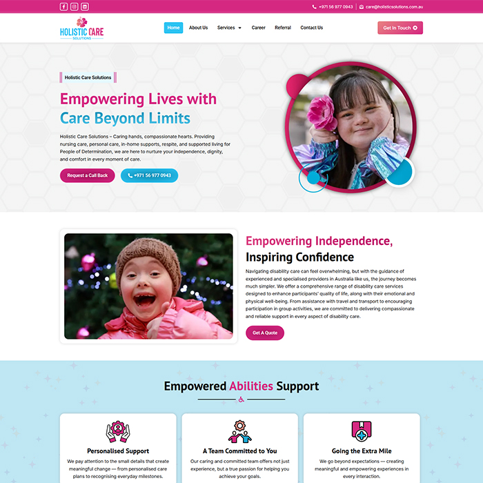 NDIS Website Design - Holistic Care Solutions