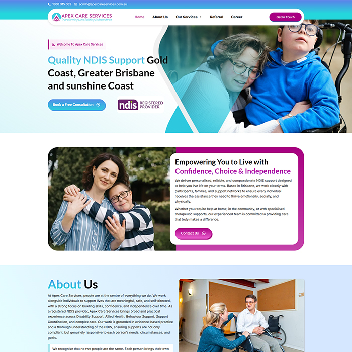 NDIS Website Design - Apex Care Services