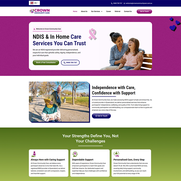 NDIS Website Design - Crown Community Care