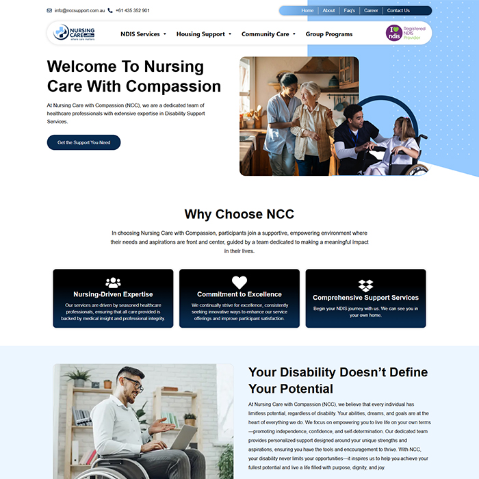 NDIS Website Design - Nursing Care With Compassion