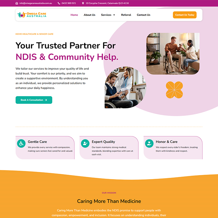 NDIS Website Design - Omega Care Australia