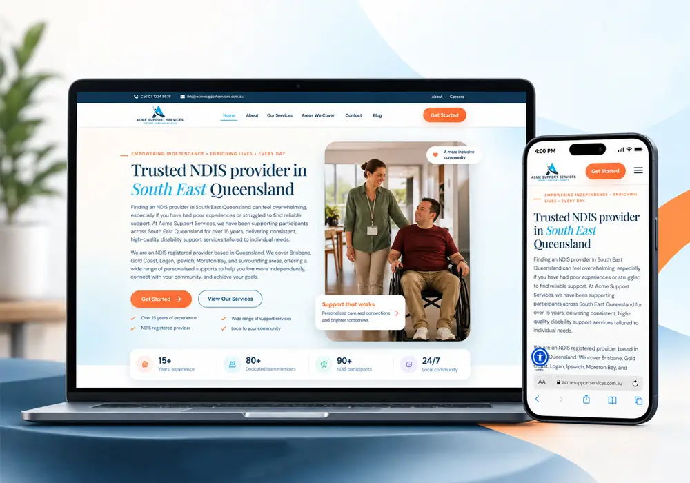 Acme Support Services Mock website designed by NDIS Website Designs