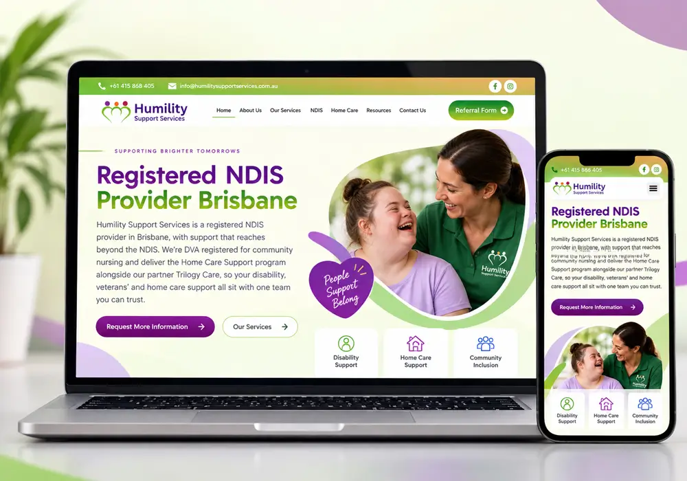 Humility Support Services Mock website designed by NDIS Website Designs