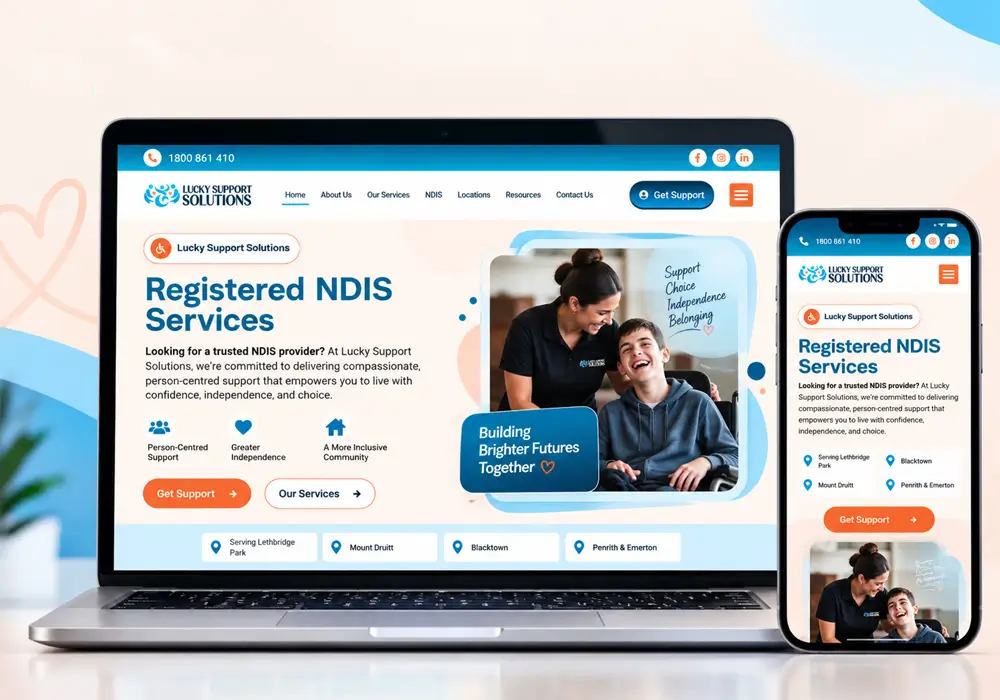 Lucky Support Solutions Mock website designed by NDIS Website Designs