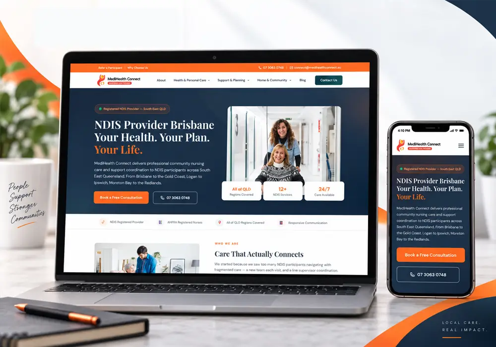 Medihealth Connect Mock website designed by NDIS Website Designs