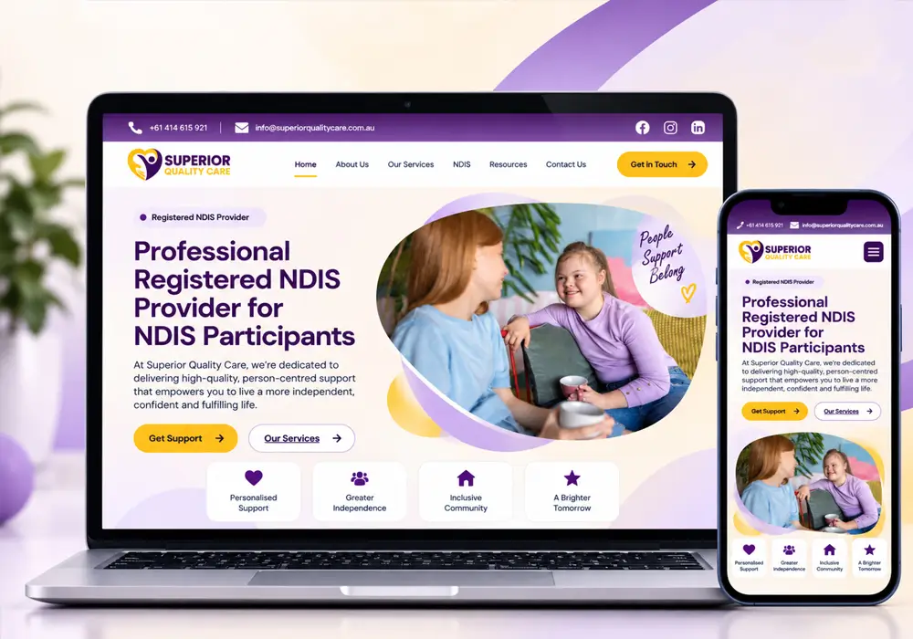 Superior Quality Care Mock website designed by NDIS Website Designs